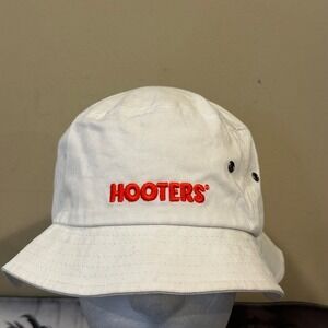 Hooters White Bucket Hat Big Accessories Embroidered Logo size L/XL